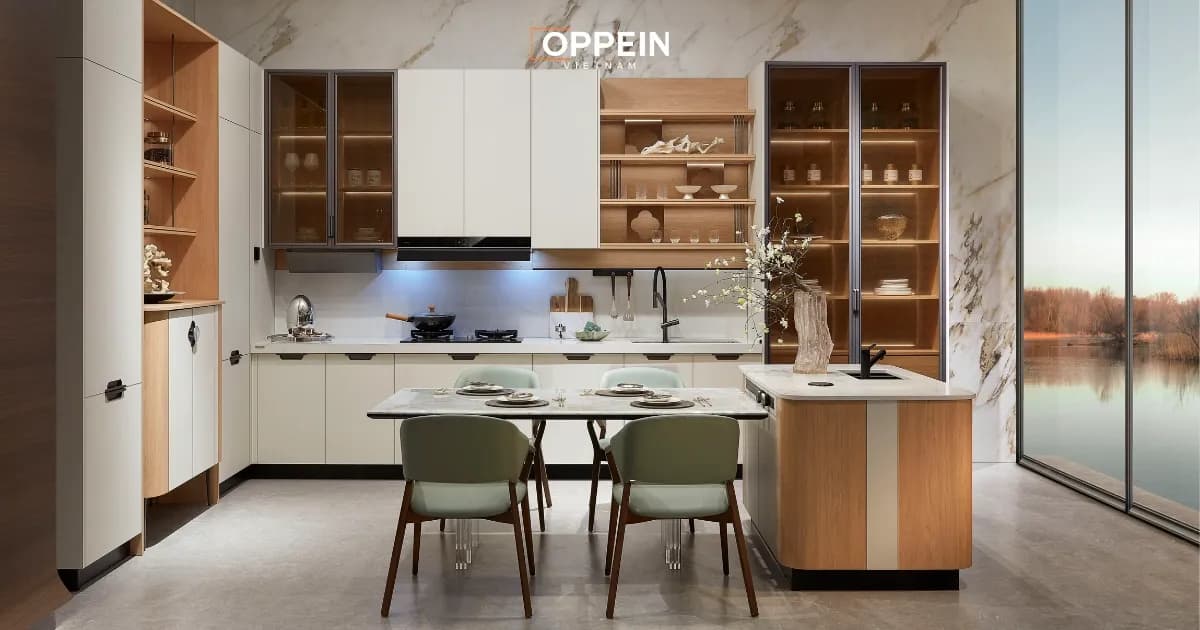 Tủ bếp cánh kính: Xu hướng thiết kế hiện đại cho không gian bếp Cover